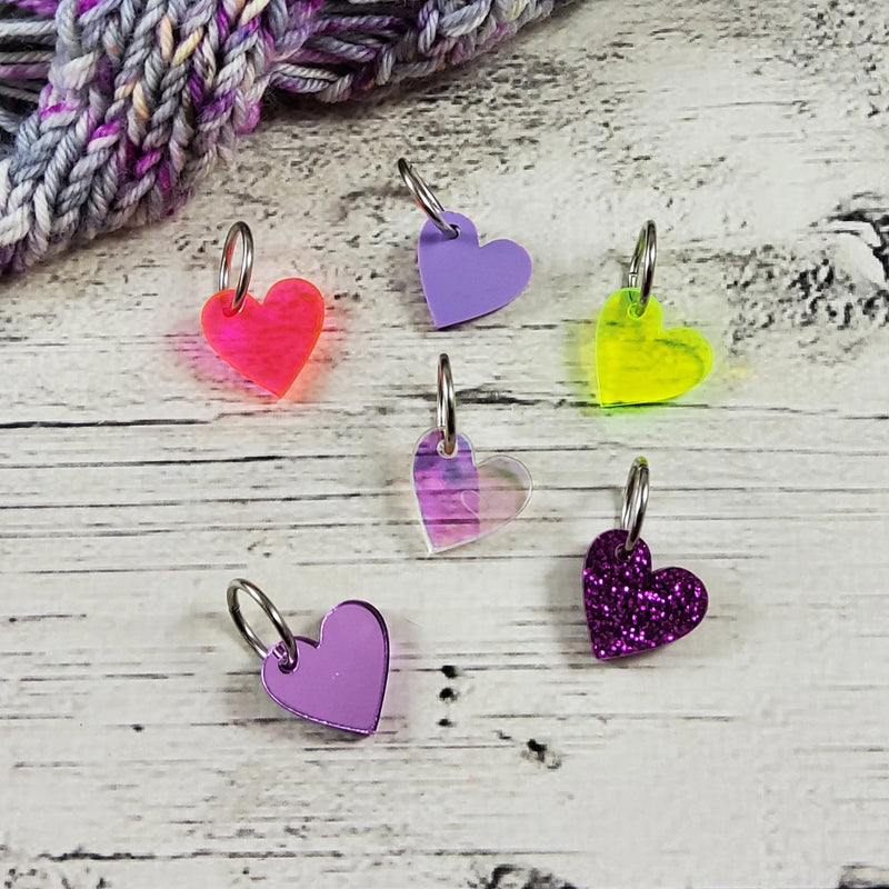 Acrylic Heart Shape Stitch Markers