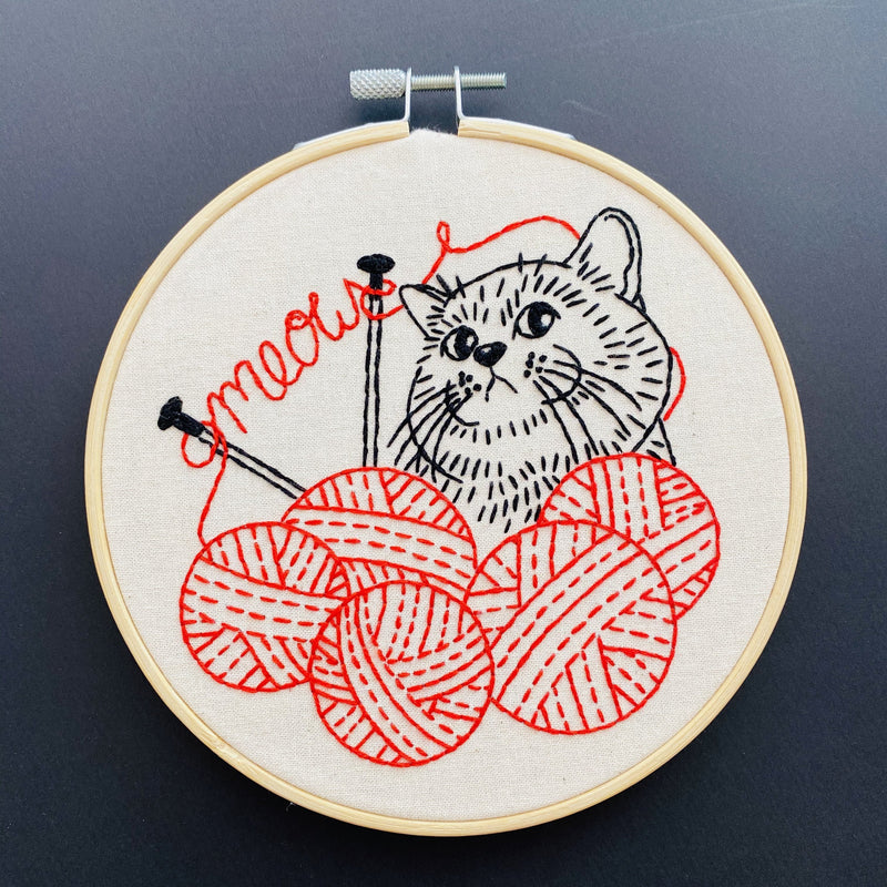 Knitting' Kitten Embroidery Kit