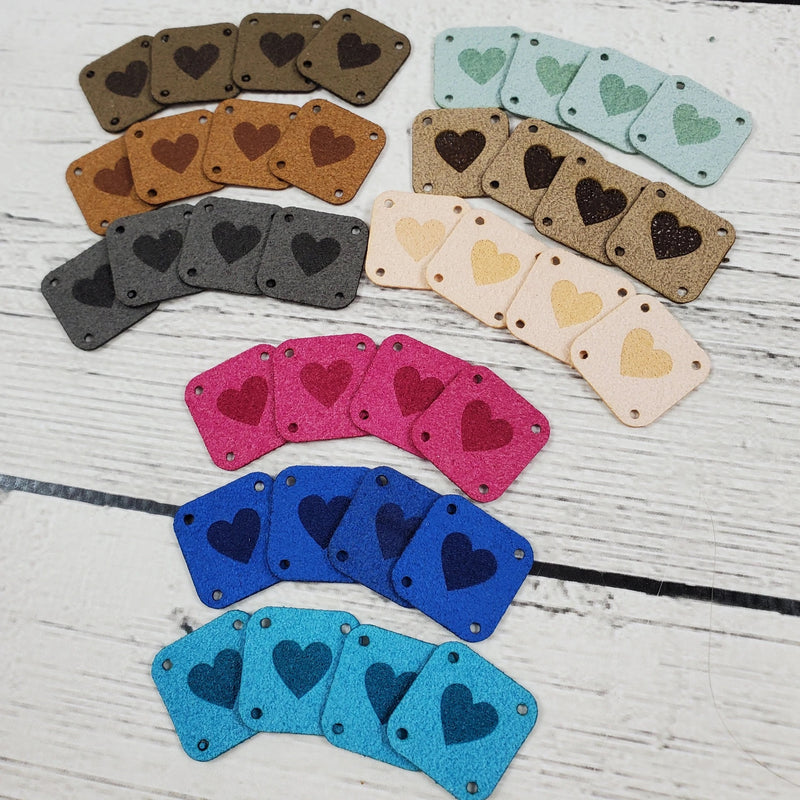 Faux Suede Solid Heart Square Tags